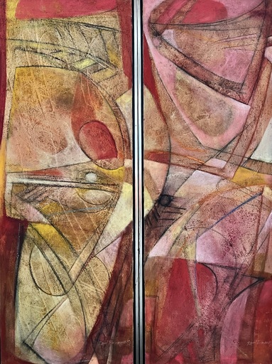 Raul ENMANUEL - Gemälde - Formas en rojo - díptico 