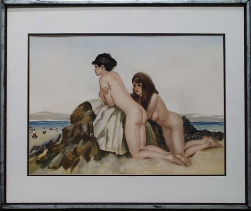 Albert Winslow BARKER - 水彩作品 - "Beach Beauties" by Albert Winslow Barker, ca 1930