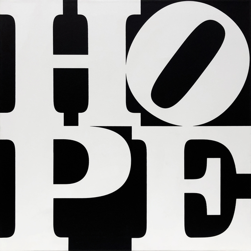 Robert INDIANA - Peinture - Hope (B/W)