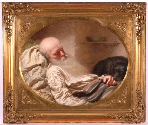 Anton EINSLE - Painting - "The Last Friend", 1857, Oil on Canvas