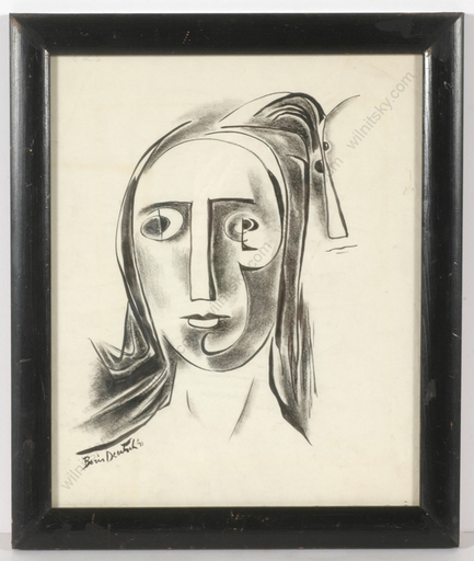 Boris DEUTSCH - Disegno Acquarello - "Cubist female portrait"