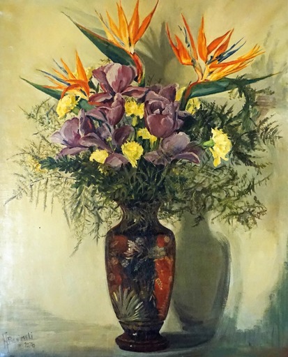 Angeles BENIMELLI - Pittura - Transparent vase with flowers