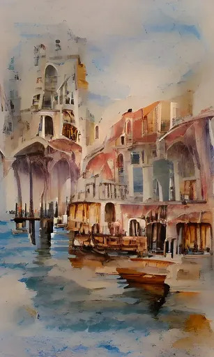 Paco FUENTE - Zeichnung Aquarell - Venecia II
