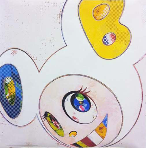 Takashi MURAKAMI - Estampe-Multiple - And Then x 6 - White with Blue and Yellow ears