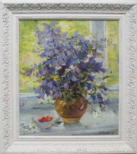 Arkady SOROKA - Painting - "Still Life with Flowers", Oil Painting, 1969