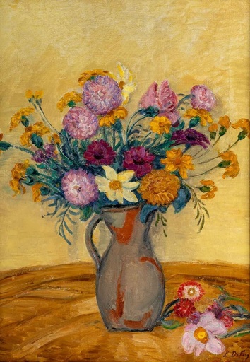 Léon DETROY - Painting - bouquet de fleurs