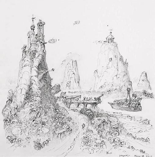 Philippe MOHLITZ - Dibujo Acuarela - Le Bateau I