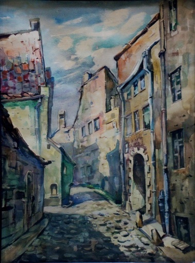 Edvins ANDERSONS - Drawing-Watercolor - Old pavement