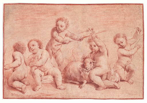 Giuseppe Maria CRESPI - Drawing-Watercolor - Amorini che giocano