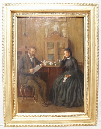 Reinhold DE WITT - Pittura - "Family Portrait in Interior" by Reinhold de Witt, ca 1900