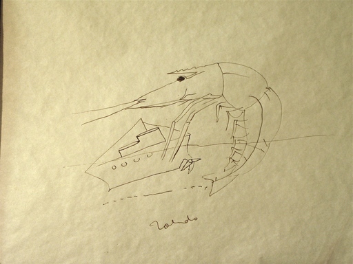Francisco TOLEDO - Disegno Acquarello - Camaron y la barca
