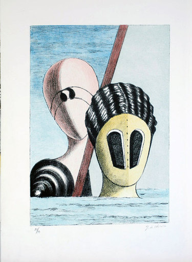 Giorgio DE CHIRICO - Stampa-Multiplo - Le maschere 1973.