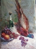 Alexandre TIELENS - Painting - Nature morte mit Fasan, Weintrauben und Champagnerflasche