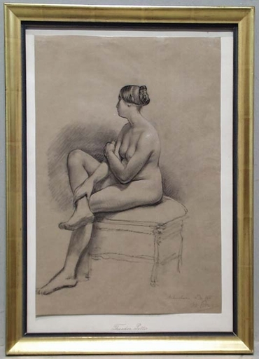 Theodor PETTER - 水彩作品 - "Female Nude" by Theodor Petter 
