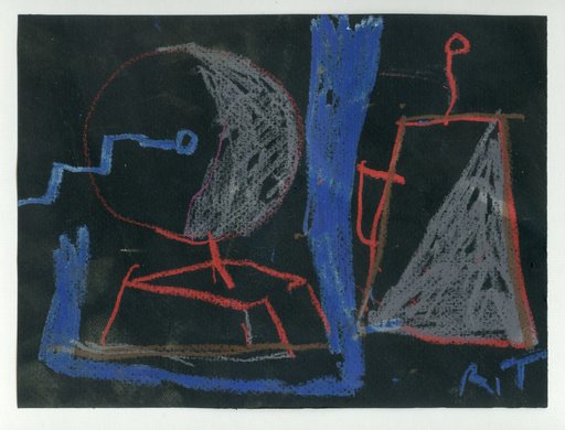 Richard TEXIER - Drawing-Watercolor - DESSIN AU CRAYON GRAS 1988 SIGNÉ HANDSIGNED PASTEL DRAWING