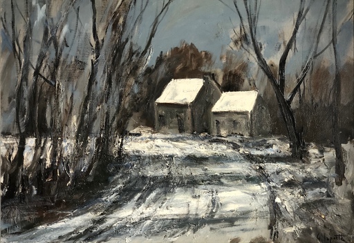 Georges LAPORTE - Peinture - Bourgogne sous la neige