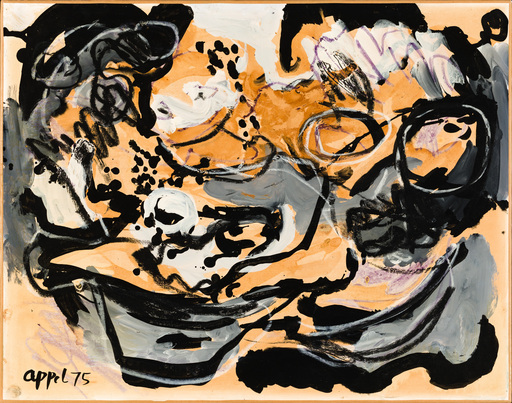 Karel APPEL - Painting - Composition abstraite avec l'autoportrait du peintre"