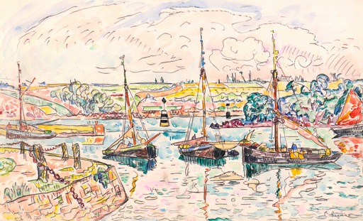 Paul SIGNAC - Drawing-Watercolor - Le Trieux (Ca.1923)