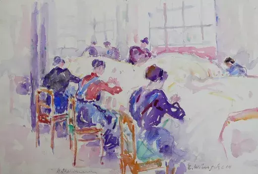 Emil WÜNSCHE - Drawing-Watercolor - "The workshop"