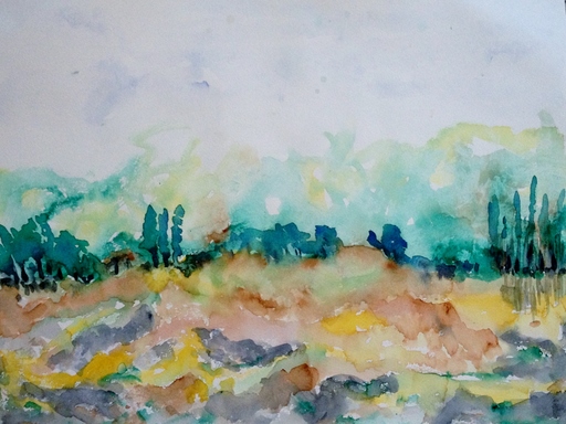 Patricia ABRAMOVICH - Drawing-Watercolor - Land Green
