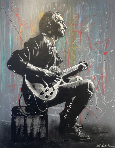 JEF AÉROSOL - Gemälde - The guitar player
