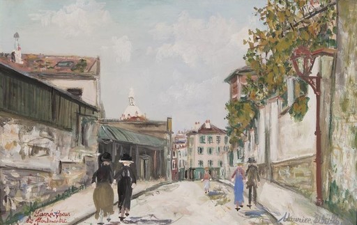 莫里斯•郁特里罗 - 绘画 - Le Sacré-Cœur de Montmartre et la Rue Norvins
