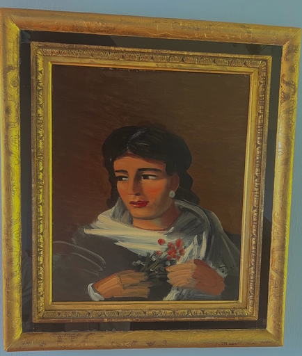 André DERAIN - Gemälde - Portrait de femme tenant un bouquet 