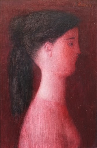 Antonio BUENO - Painting - Profilo in rosso