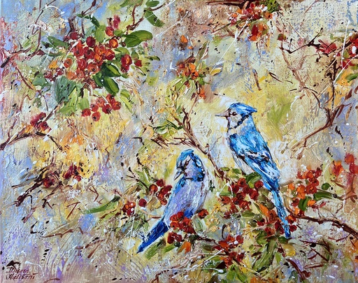 Diana MALIVANI - Painting - Blue Jays