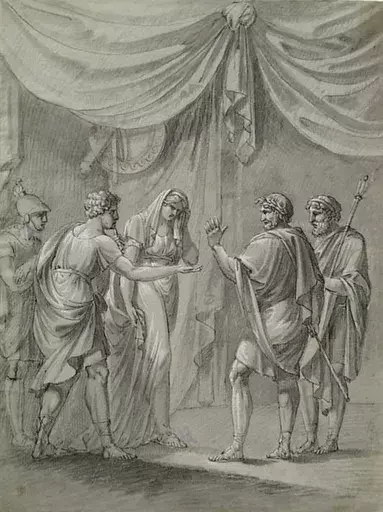 Jacob SCHILCHER - Disegno Acquarello - "Antique Scene" by Jakob Schilcher, ca 1800 