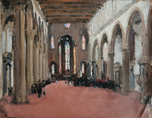 Louis Marie DESIRÉ-LUCAS - 绘画 - Santa Croce, Florence