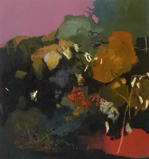 Jennifer HORNYAK - Gemälde - Bronze Leaves with Black and Red