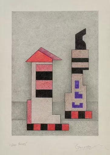Enrique RODRIGUEZ GARCIA - Drawing-Watercolor - Dos torres