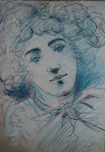 Gustave FRANTZEN - Dibujo Acuarela - Portrait