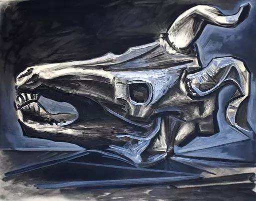 巴勃罗•毕加索 - 版画 - Goat Skull on the Table | Crâne de chèvre sur la table