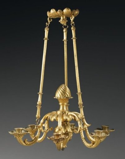 Lustre 6 lumières, Bronze Doré, Vers 1830