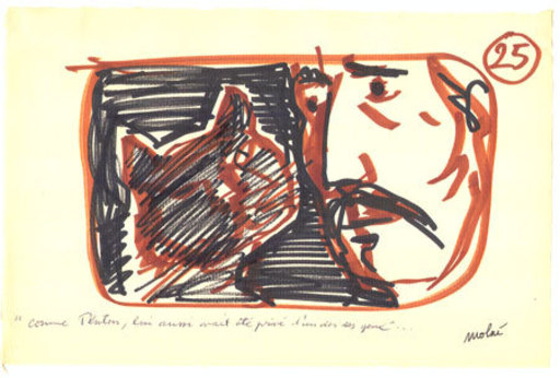 Luis Vidal MOLNÉ - Dessin-Aquarelle - The Black Cat - Illustration to Edgar Allen Poe