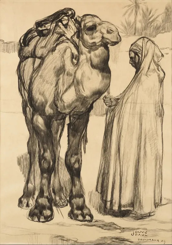 Un Chamelier De Bou Saada Tenant Son Dromadaire Par La Bride By Paul Jouve Buy Art Online Artprice