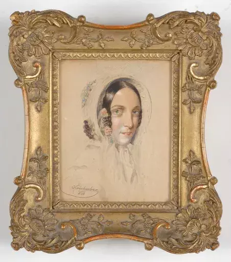 Josef KRIEHUBER - Miniature - "Portrait of a young lady" miniature, 1838