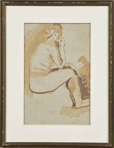 Marino MARINI - Drawing-Watercolor - Nudo di donna