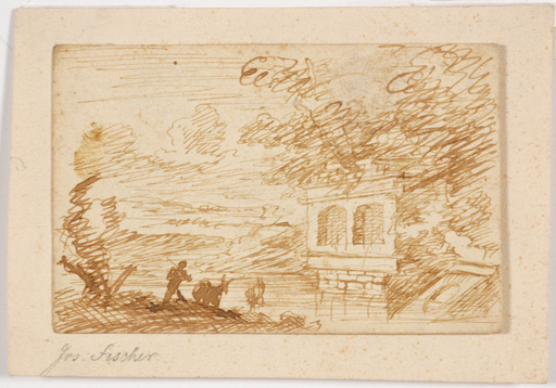Joseph FISCHER - 水彩作品 - "Neoclassical landscape with staffage", small drawing