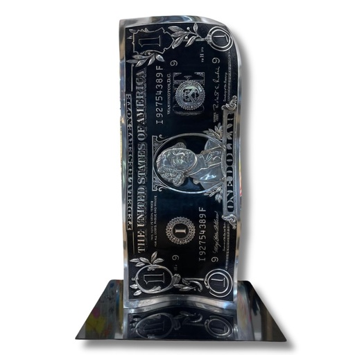 Karl LAGASSE - Escultura - One Dollar black aluminium 2 mètres