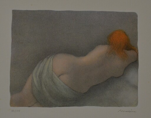 Francesco MESSINA - Grabado - nudo di donna di schiena