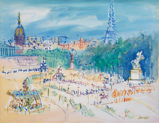 Jean DUFY - Drawing-Watercolor - Place de la Concorde	