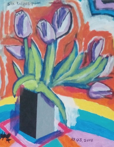 Harry BARTLETT FENNEY - Pittura - six tulips pink