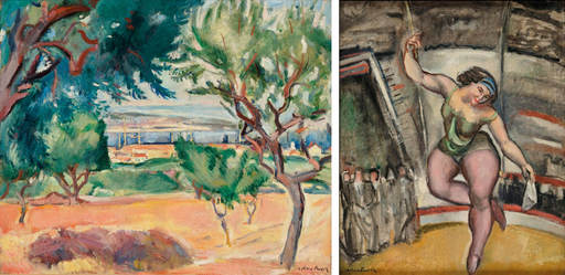 Emile Othon FRIESZ - Painting - Paysage (recto) , circa 1908-1909 (La trapéziste du cirque )