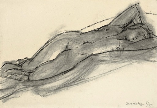 Henri MATISSE - Dibujo Acuarela - Nu couché (Mai 1944)
