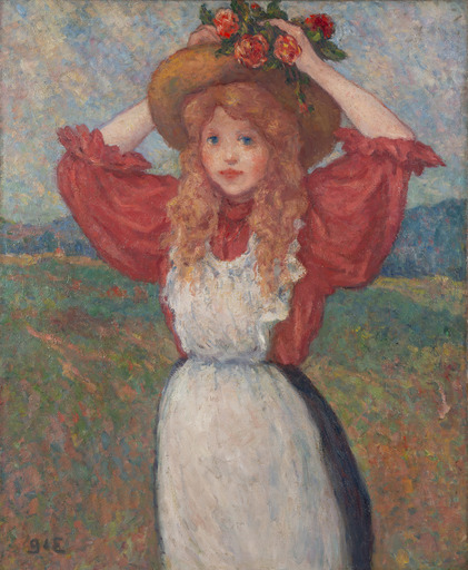 Georges D'ESPAGNAT - Painting - Le chapeau fleuri