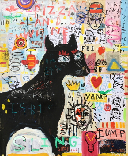 Troy HENRIKSEN - Painting - Black cat