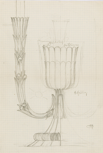 Josef HOFFMANN - Disegno Acquarello - Design for a candle holder